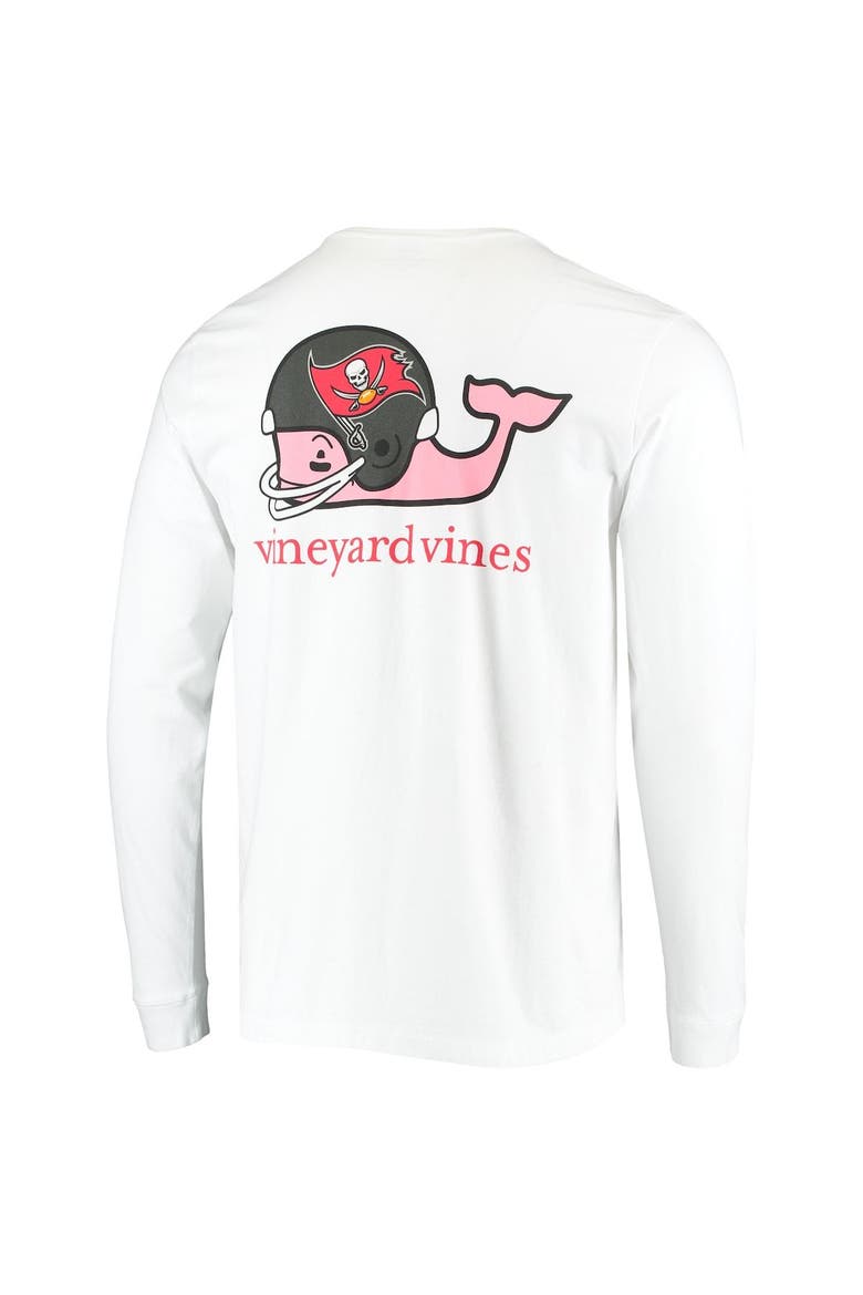 Men's Vineyard Vines White Tampa Bay Buccaneers Whale Helmet Long Sleeve T-Shirt, Alternate, color, White