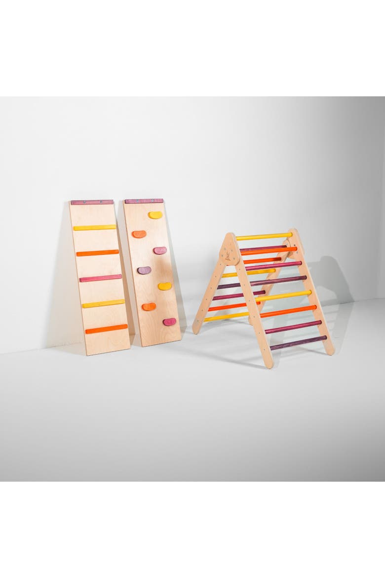 Climber Pikler Original Triangle with Rock Wall, Main, color, Sunset