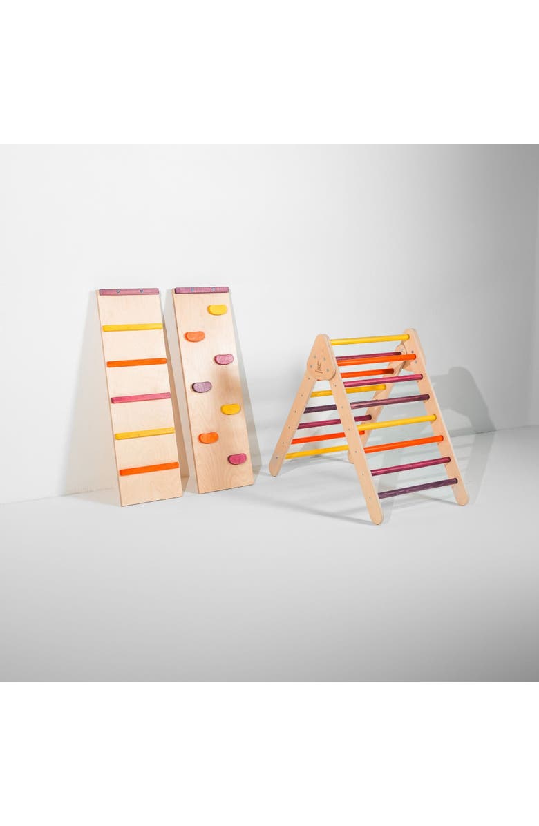Bunny Hopkins Climber Pikler Original Triangle with Rock Wall, Main, color, Sunset