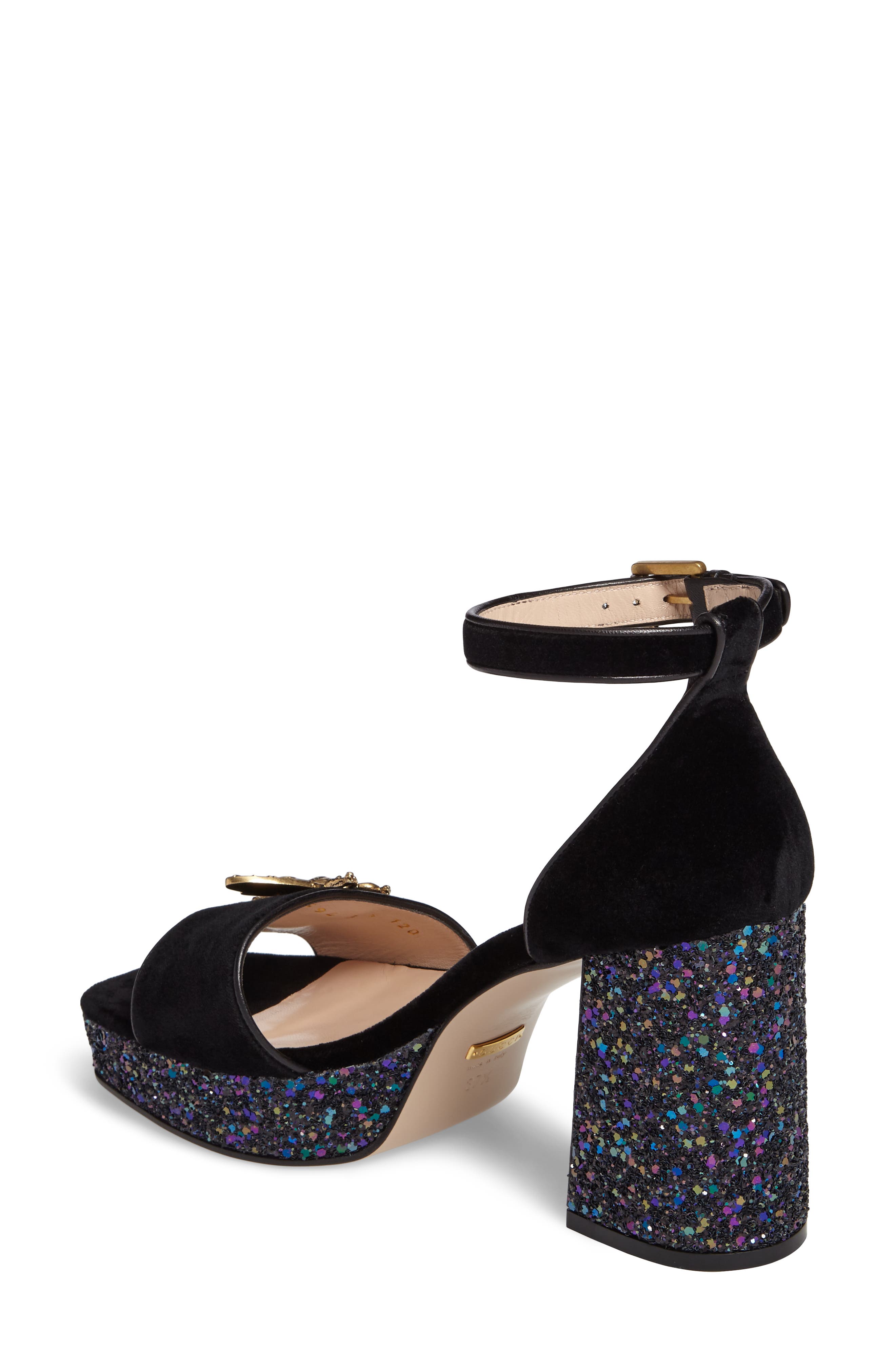 Gucci Soko Glitter Bee Platform Sandal, Alternate, color, 