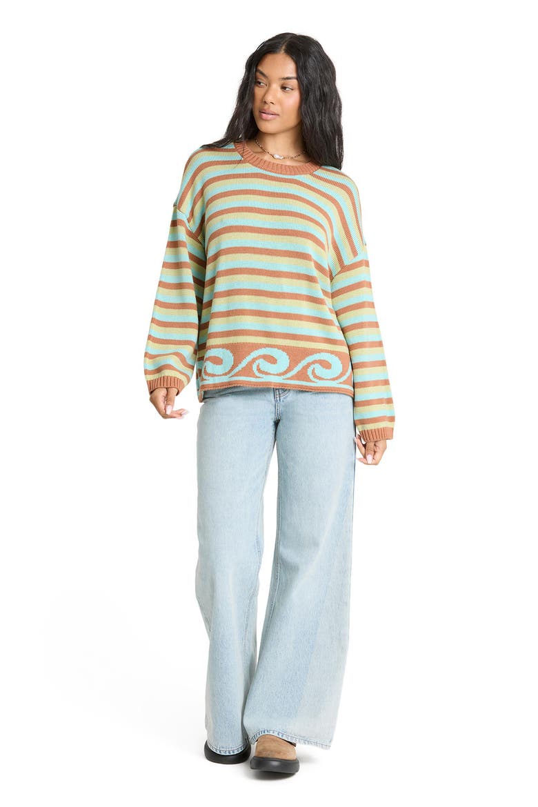 Bayside Striped Crewneck Sweater, Alternate, color, SUGAR ALMOND