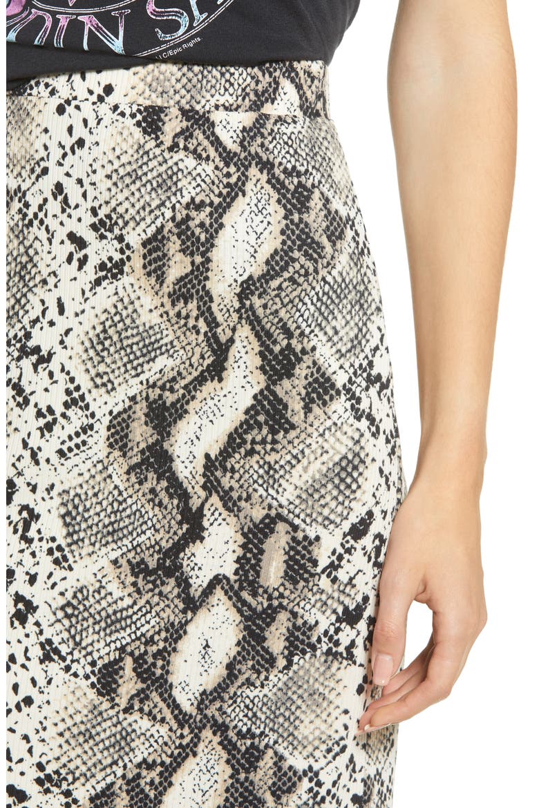 Ribbed Leopard Print Midi Skirt, Alternate, color, SNAKE PRINT