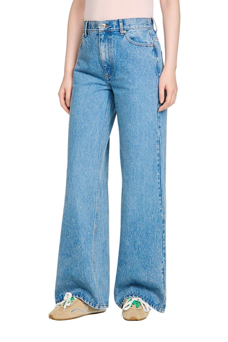 Faded wide straight-leg jeans, Main, color, Blue jean
