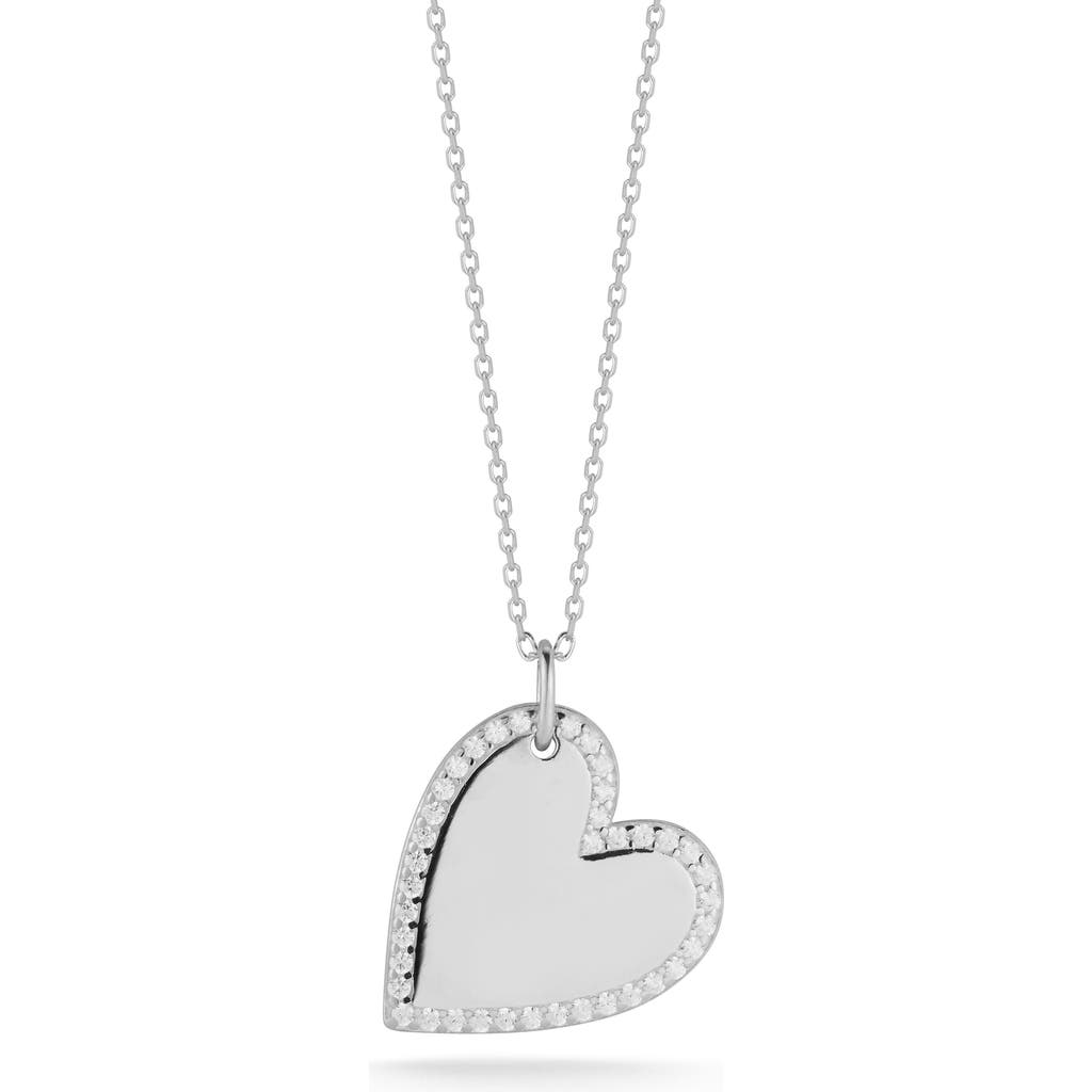 Glaze Jewelry Cubic Zirconia Halo Heart Pendant Necklace In Metallic