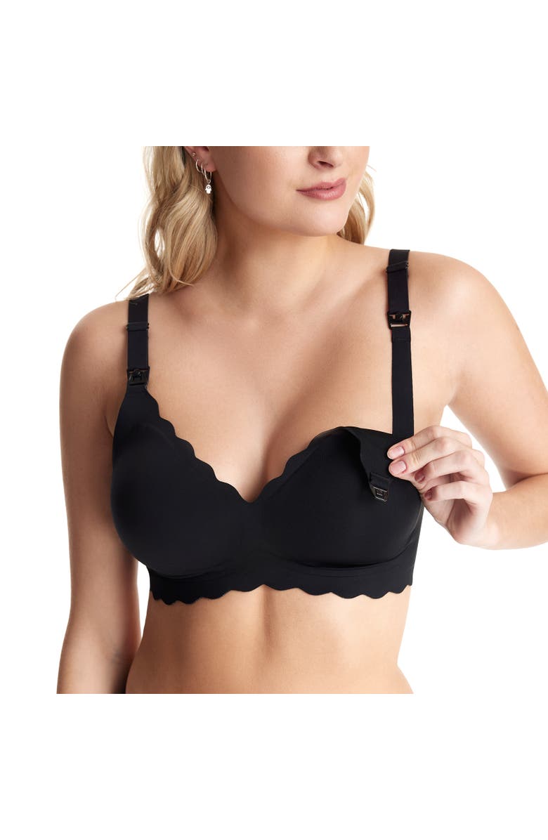 Momcozy YN46 Floral Nursing Bra, Main, color, Black