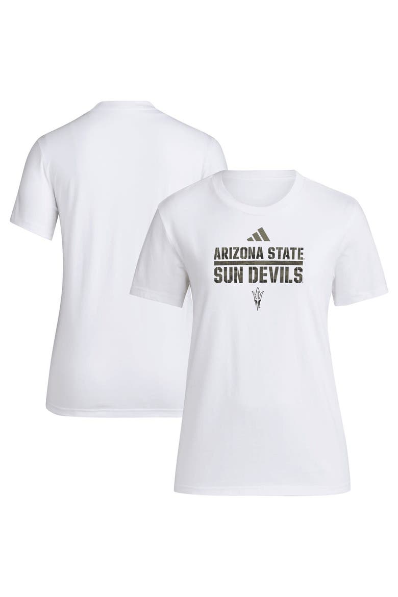 Women's adidas White Arizona State Sun Devils AEROREADY Military Appreciation Pregame T-Shirt, Alternate, color, White