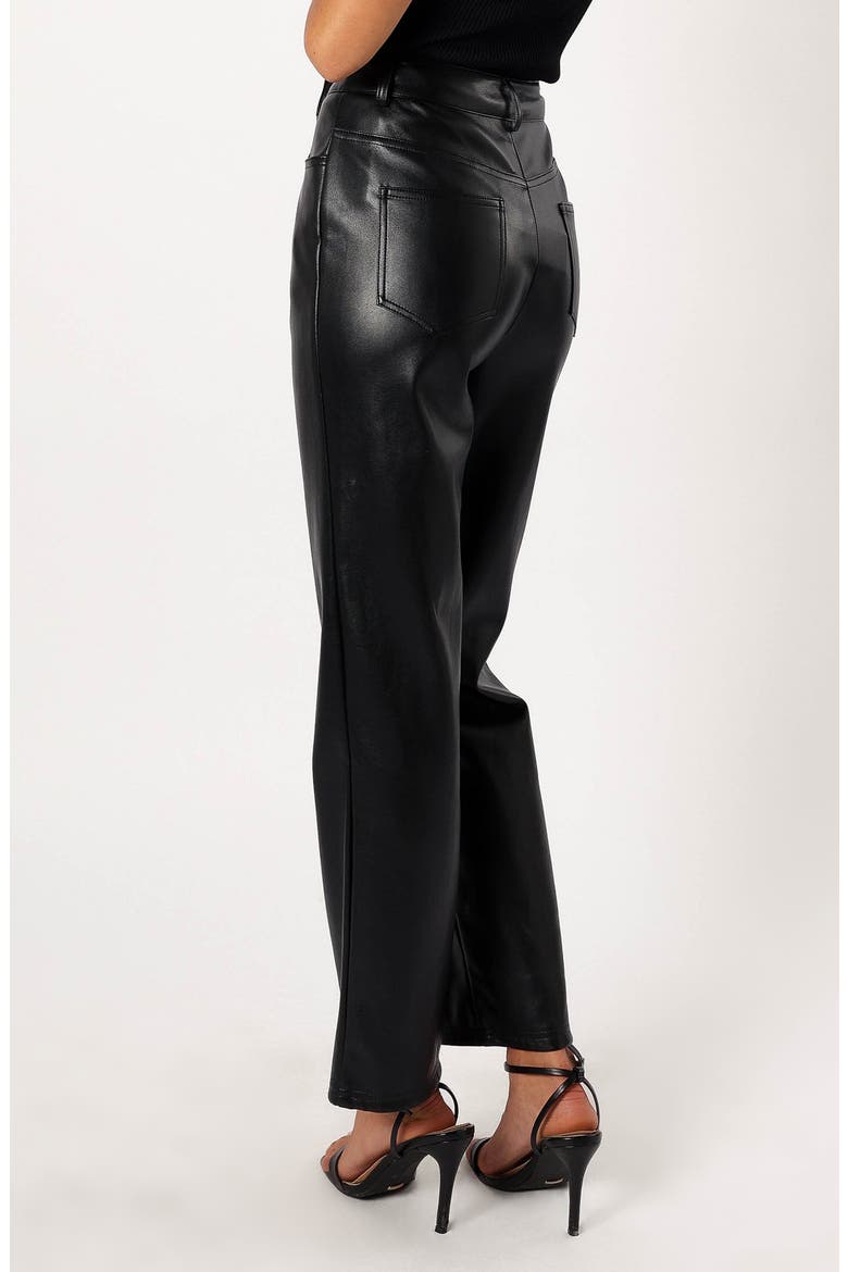 Maverick High Waist Straight Leg Faux Leather Pants, Alternate, color, BLACK