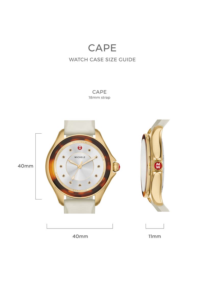 MICHELE Cape Jewel Head & Silicone Strap Watch, 40mm, Alternate, color,