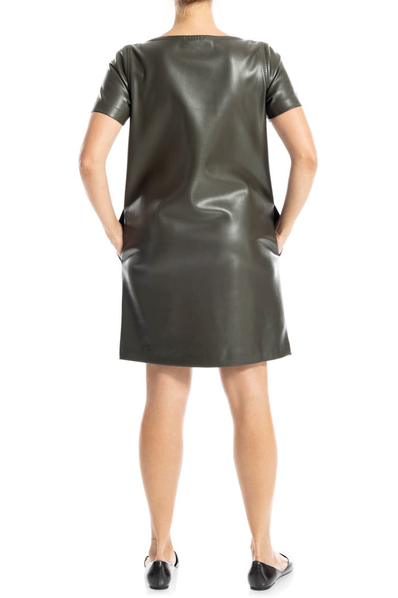 Short Sleeve Faux Leather Dress, Alternate, color, LODEN-LODEN