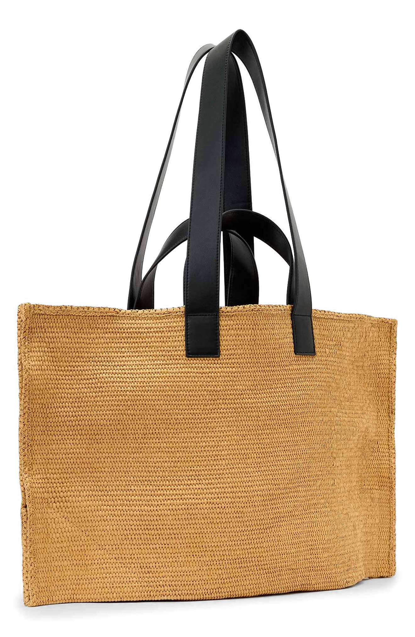 AllSaints Lutece Paper Straw Tote, Alternate, color, Biscuit Brown