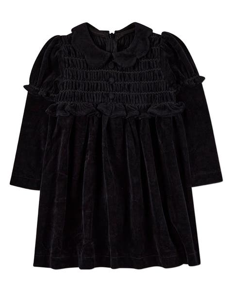 Velour Smocked Knee-Length Short Dress
