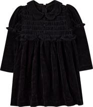 MiniMoi Velour Smocked Knee-Length Short Dress