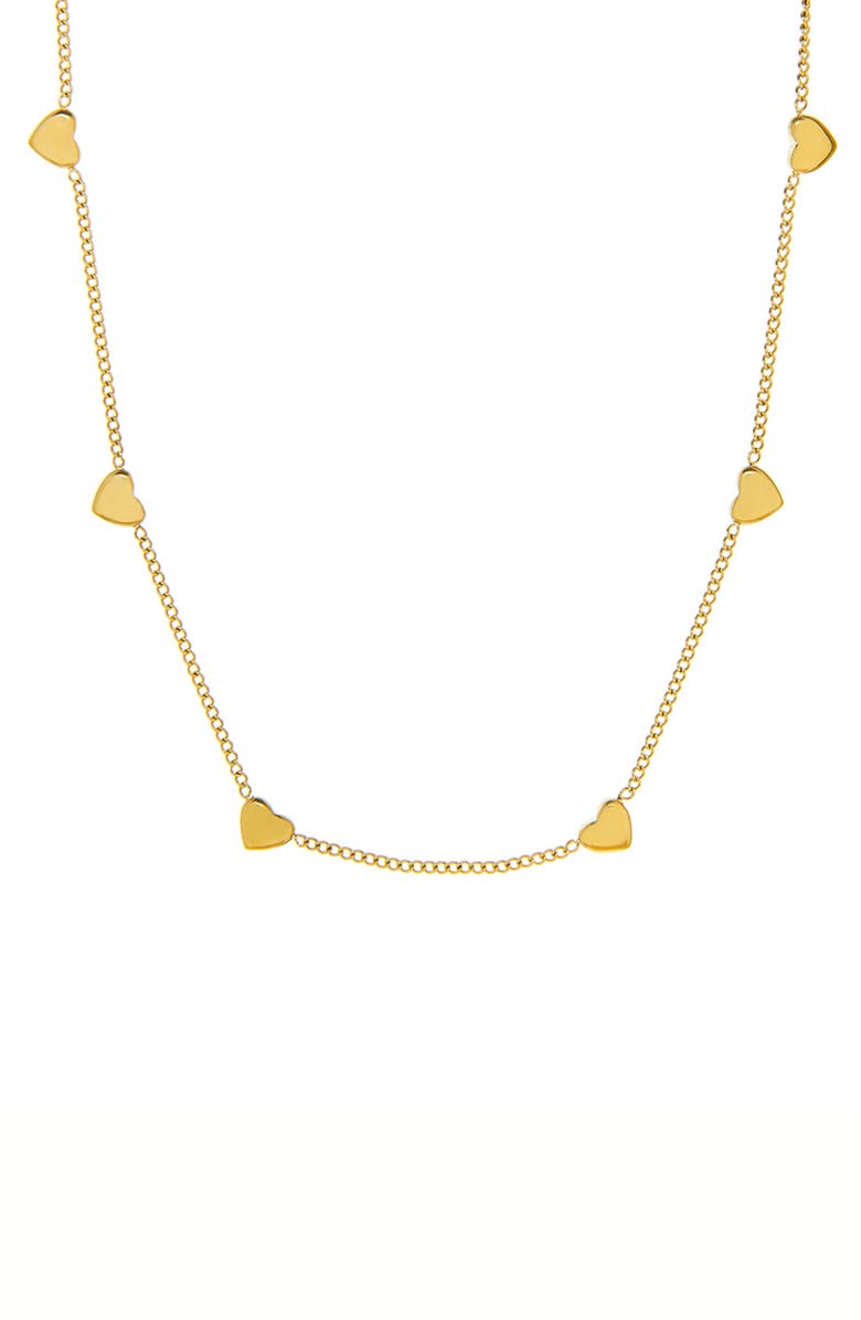 MARLYN SCHIFF String of Hearts Waterproof Necklace, Main, color, Gold