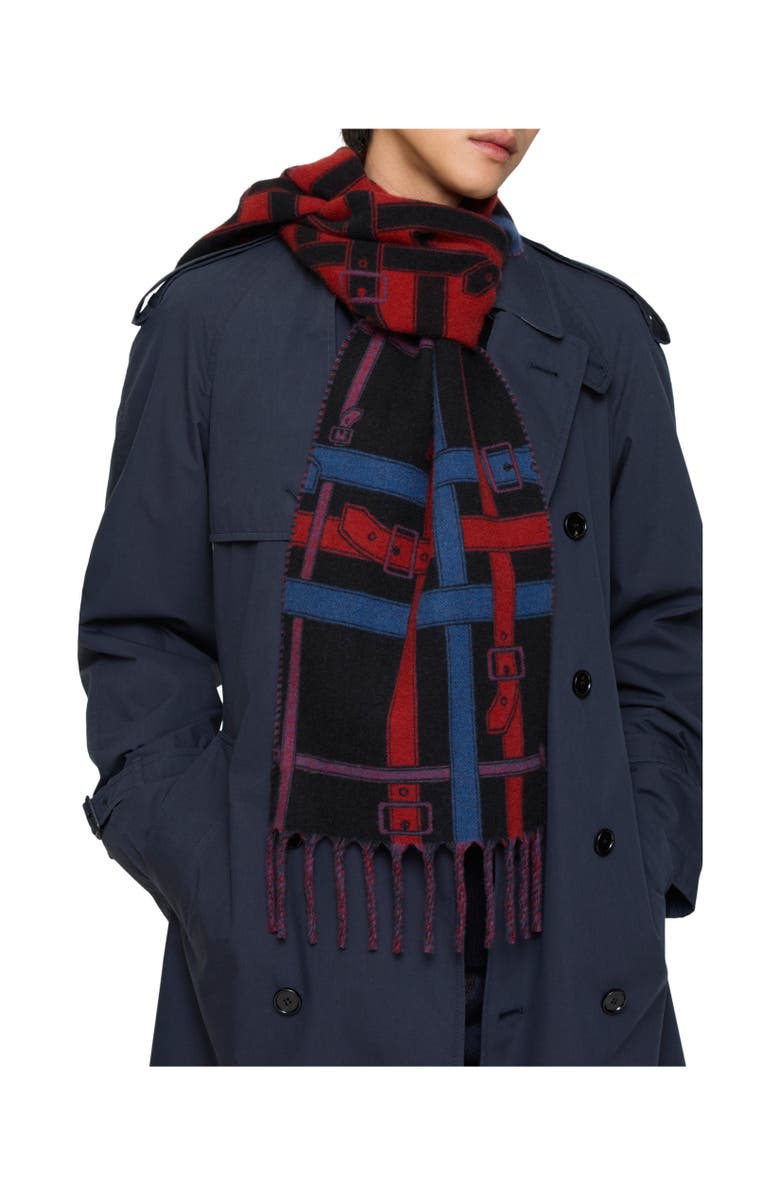 Burberry Belt Check Cashmere Scarf, Alternate, color, Pilot Blue