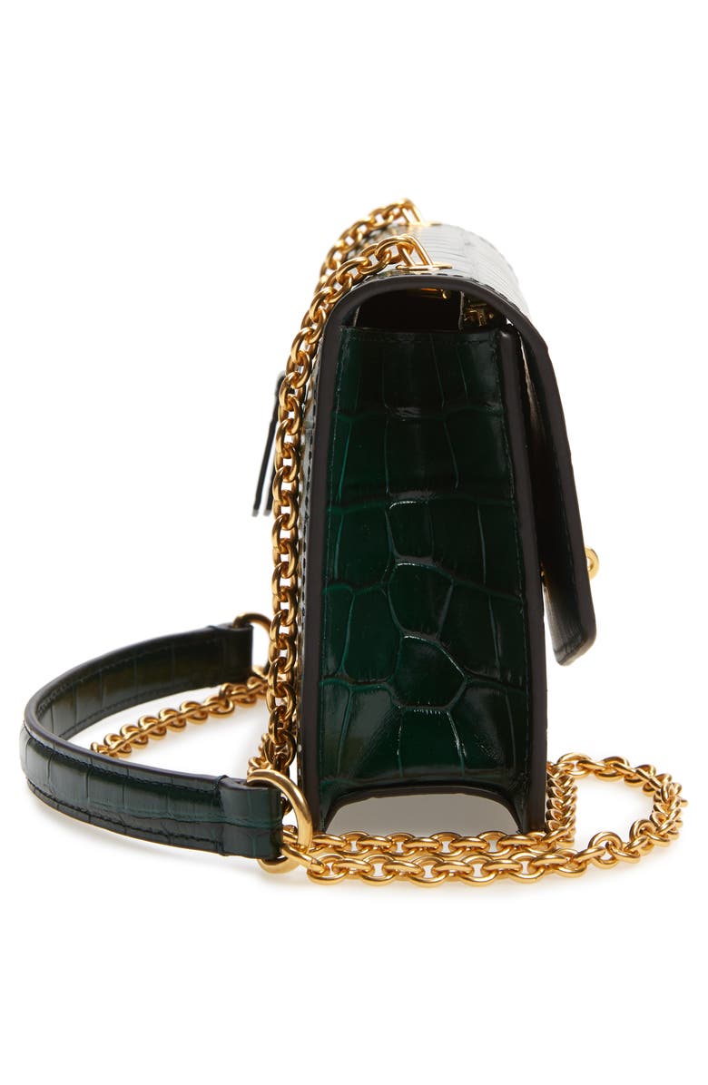 Mulberry Small Darley Croc Embossed Leather Wallet on a Chain, Alternate, color, 