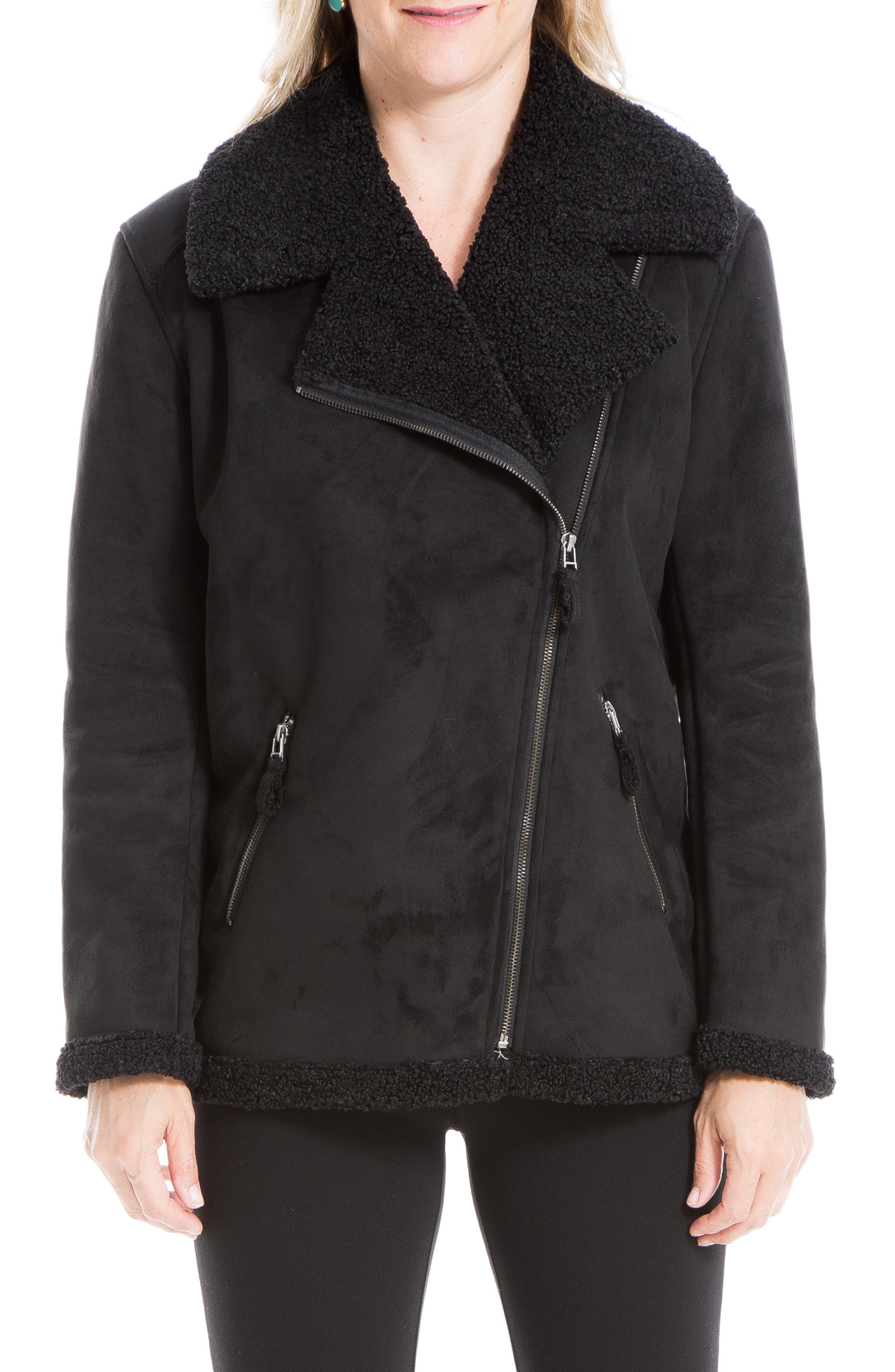 MAX STUDIO Faux Shearling Lined Faux Suede Jacket