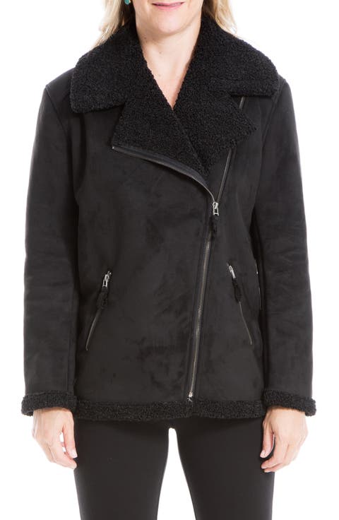 Faux Shearling Lined Faux Suede Jacket