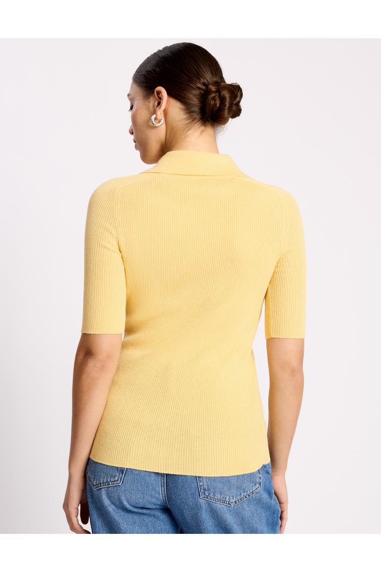 Button-Front Collard Knit Top, Alternate, color, Yellow