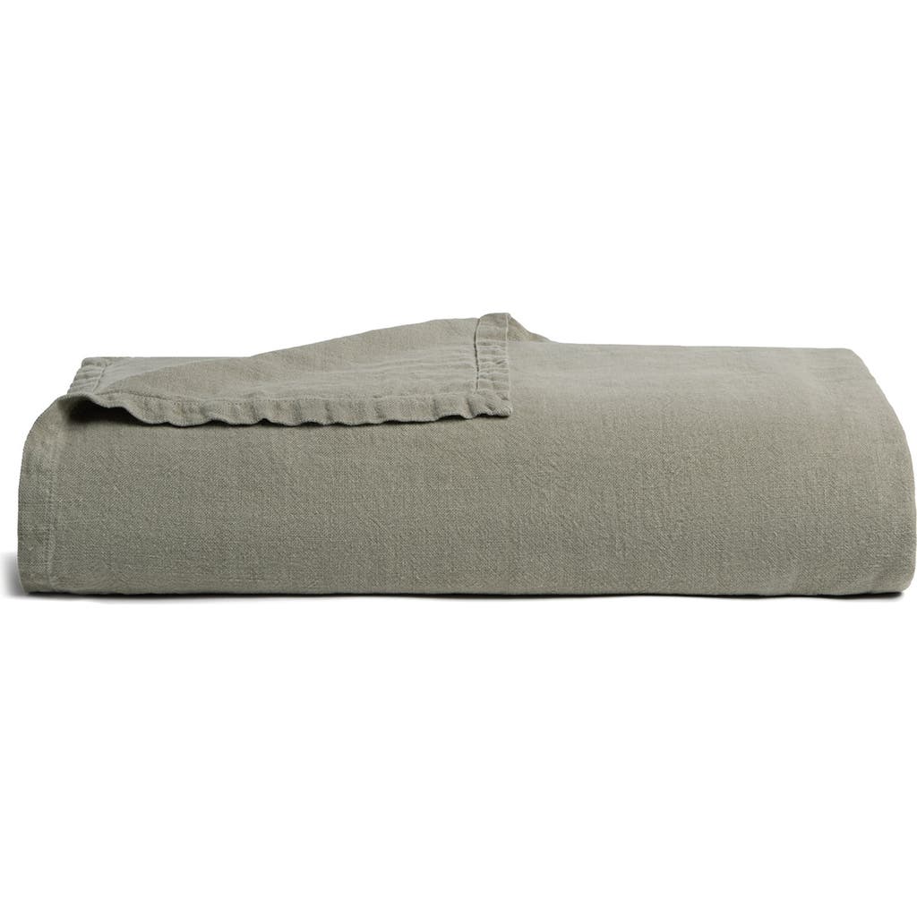 Parachute Vintaged Linen Bed Cover In Moss