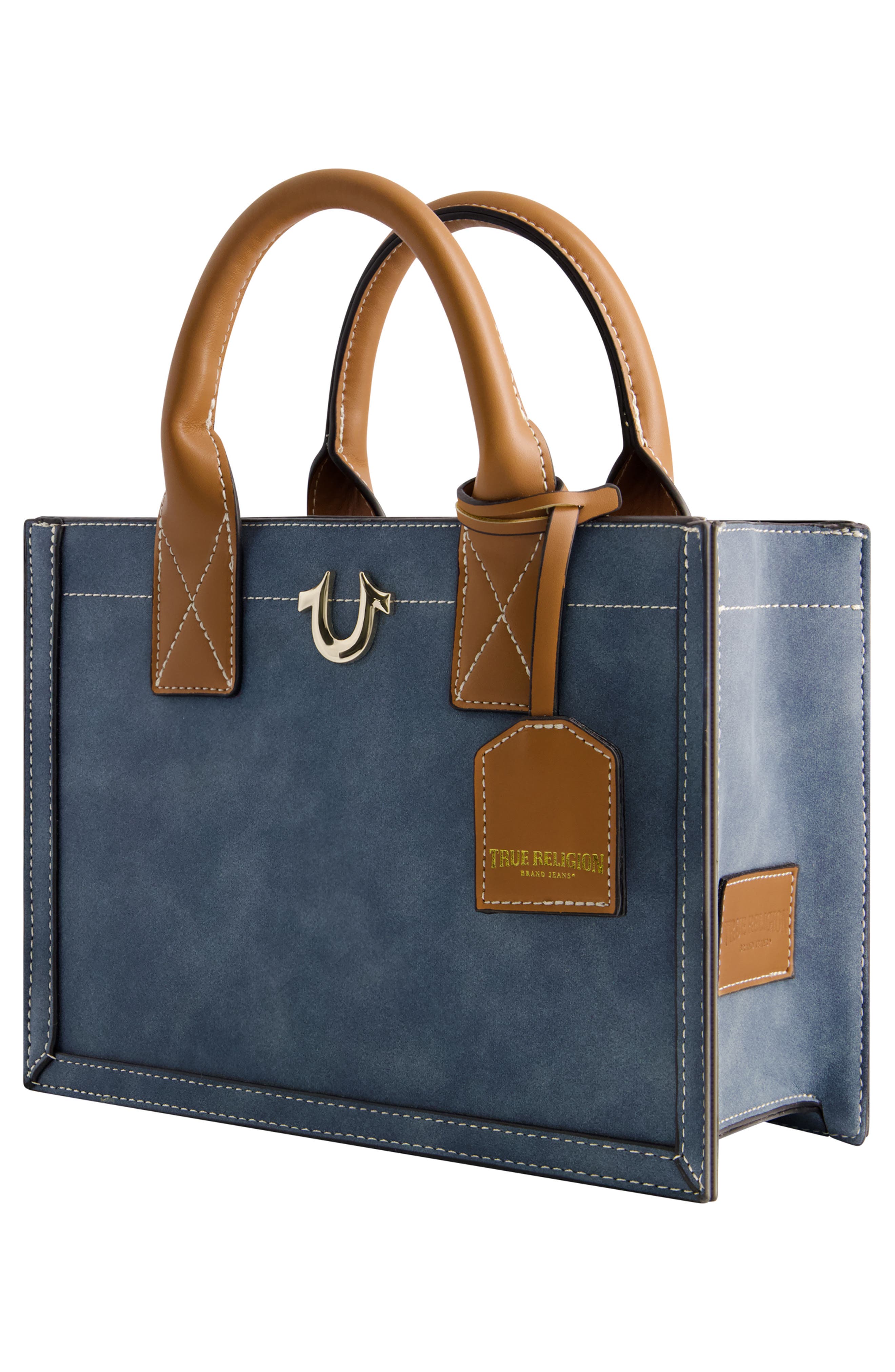 Modern Edge Suede Tote, Alternate, color, BLUE
