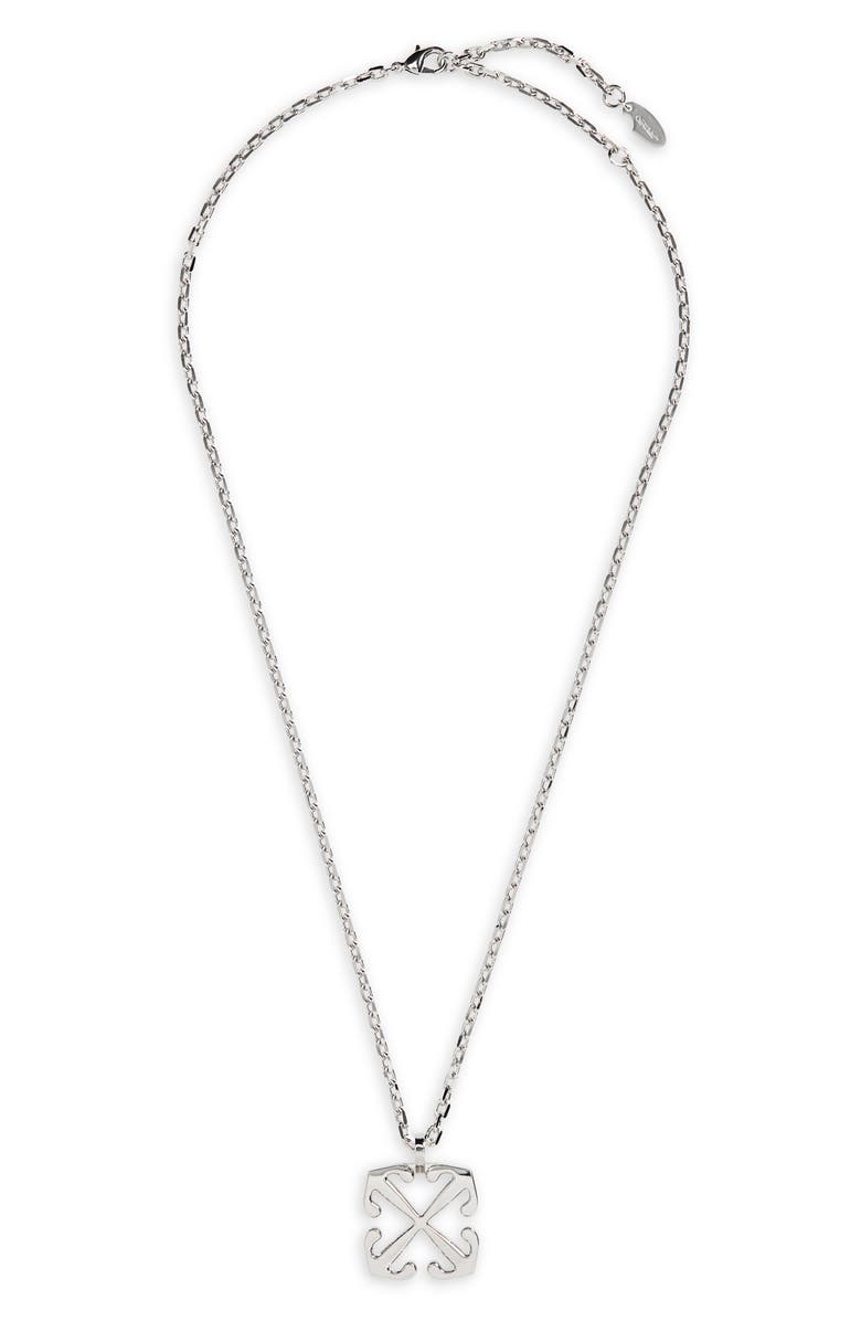 Off-White Arrow Pendant Necklace, Main, color, 