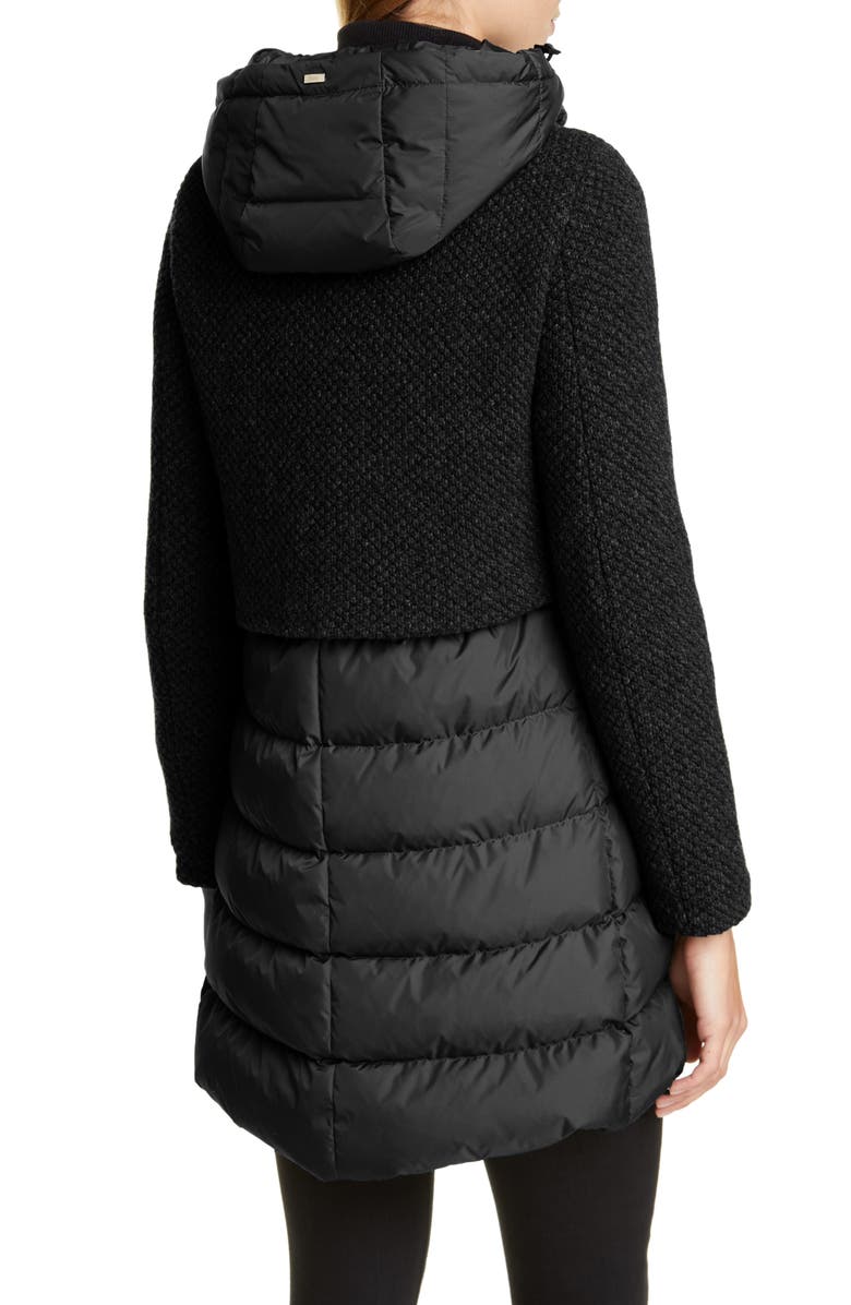 Herno High/Low Knit & Quilted Down Puffer Jacket, Alternate, color, 