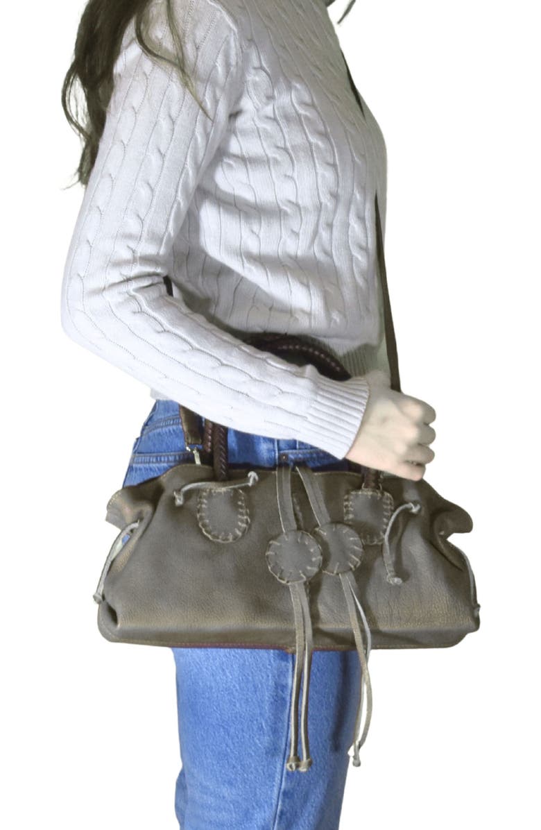 Carlos Falchi Mini Satchel Leather Bag, Alternate, color, Roman Chrome