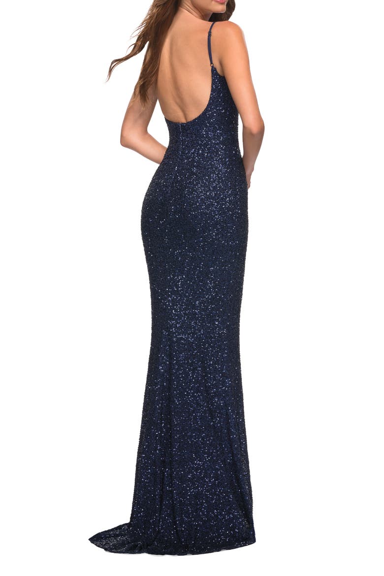 Sequin Trumpet Gown, Alternate, color, NAVY
