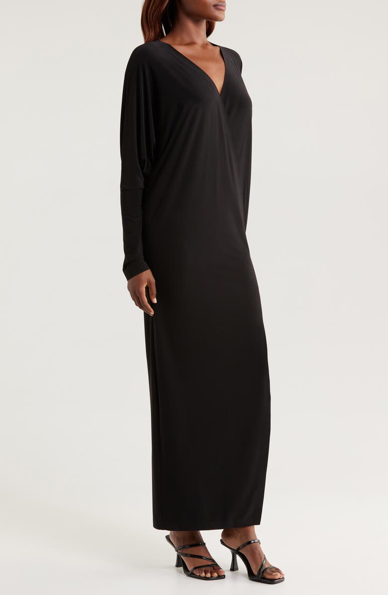 Norma Kamali Dolman Long Sleeve Side Slit Maxi Dress, Alternate, color, 