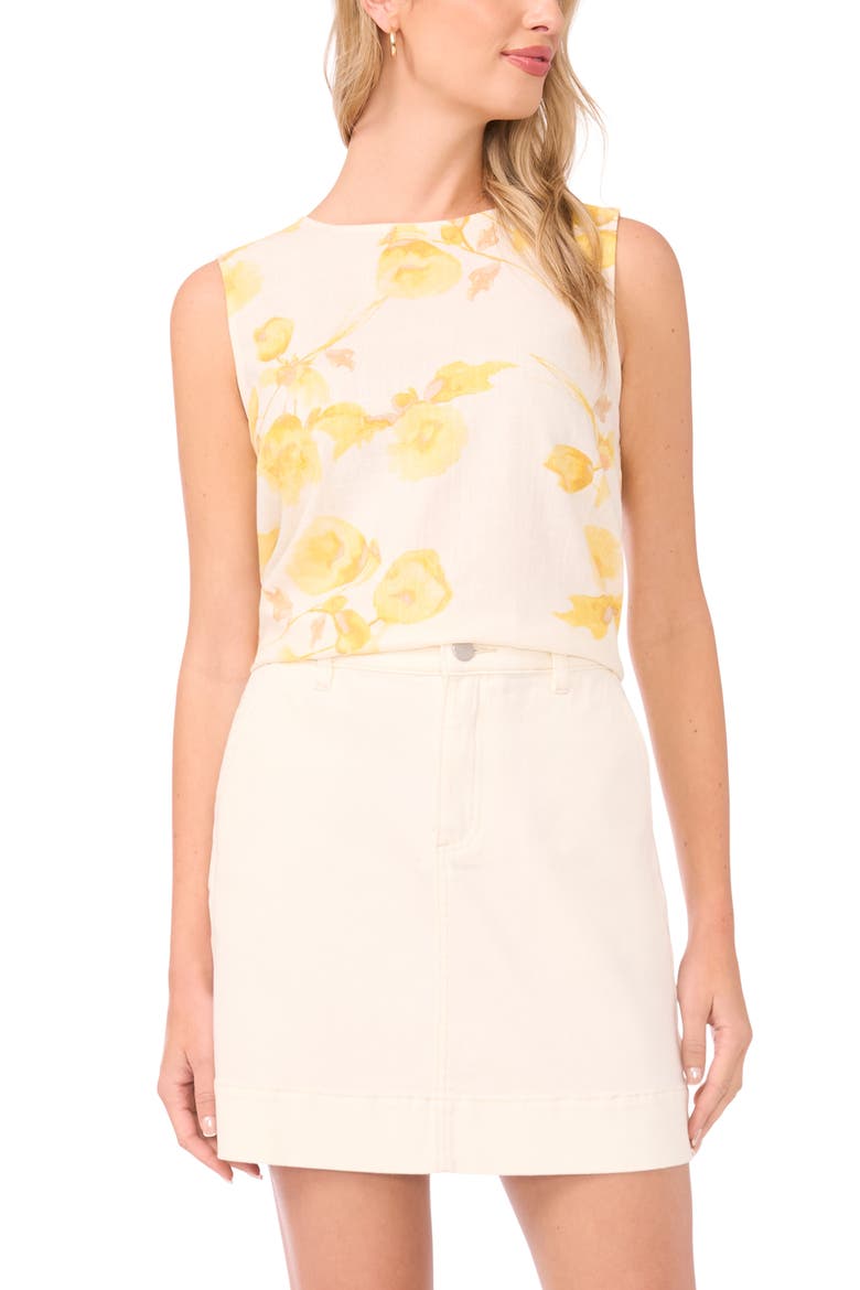 Print Sleeveless Top, Main, color, NEW IVORY