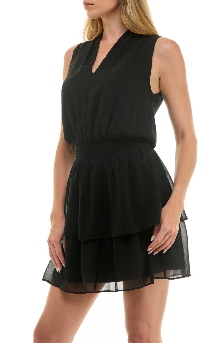 Socialite Sleeveless Pleated Minidress, Alternate, color, Black