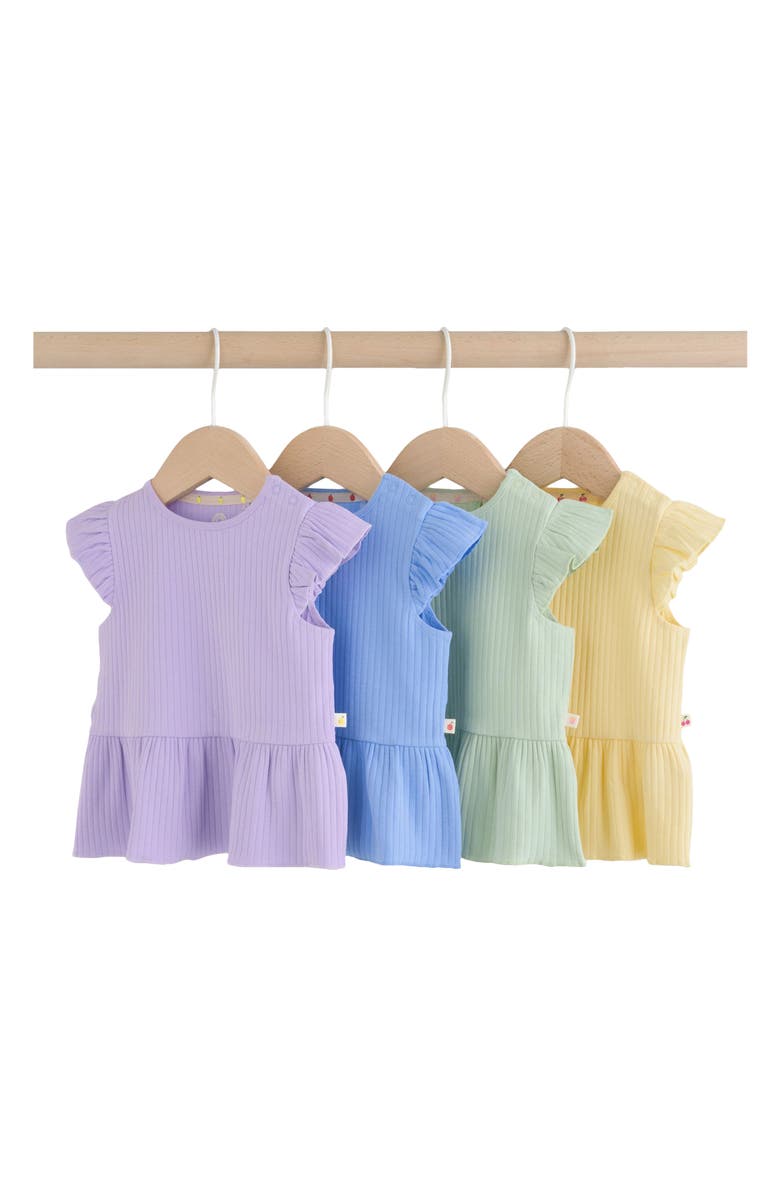 NEXT Assorted 4-Pack Ruffle Hem Tees, Main, color, Multi