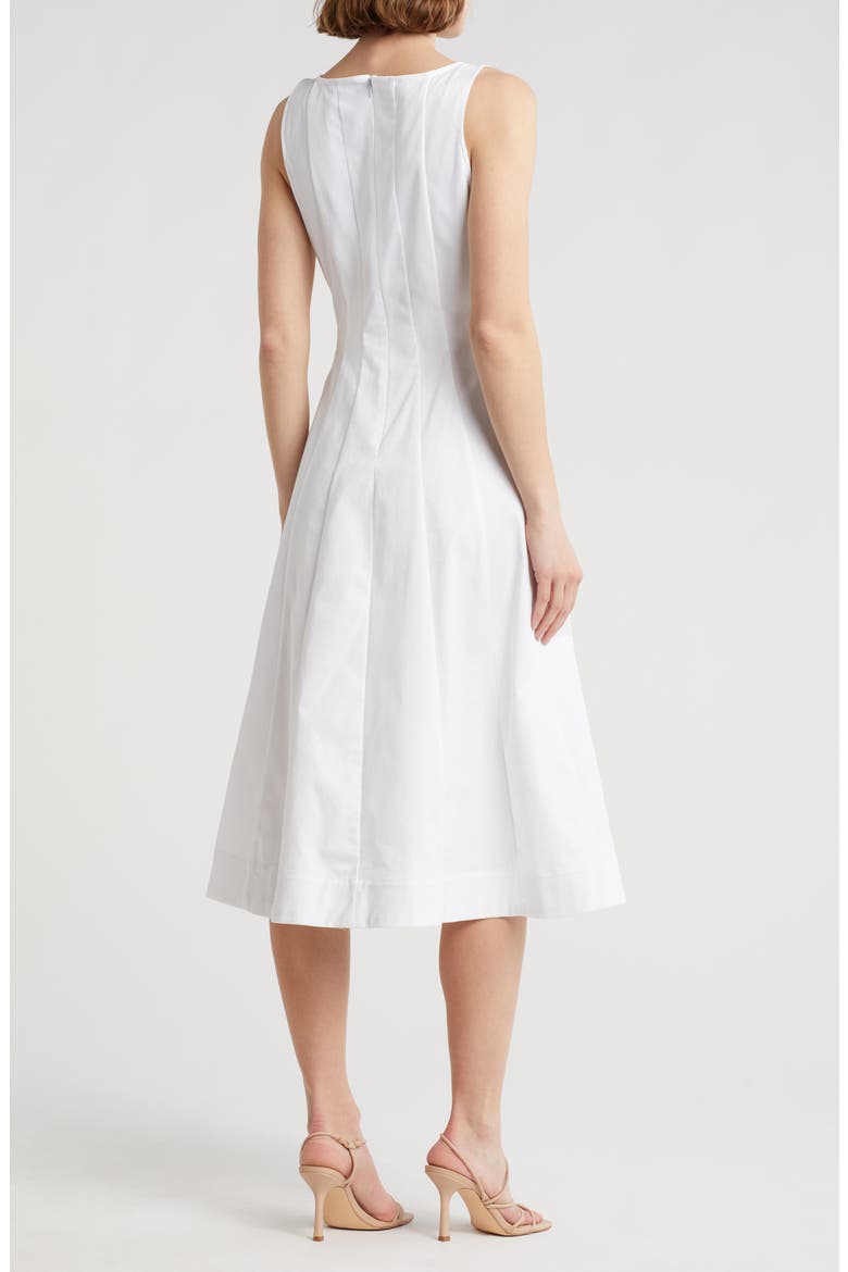 Stretch Cotton Fit & Flare Dress, Alternate, color, WHITE