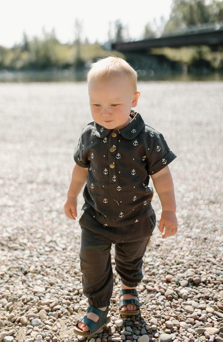 L'ovedbaby Organic Cotton Muslin Anchor Print Polo & Harem Pants Set, Alternate, color, 