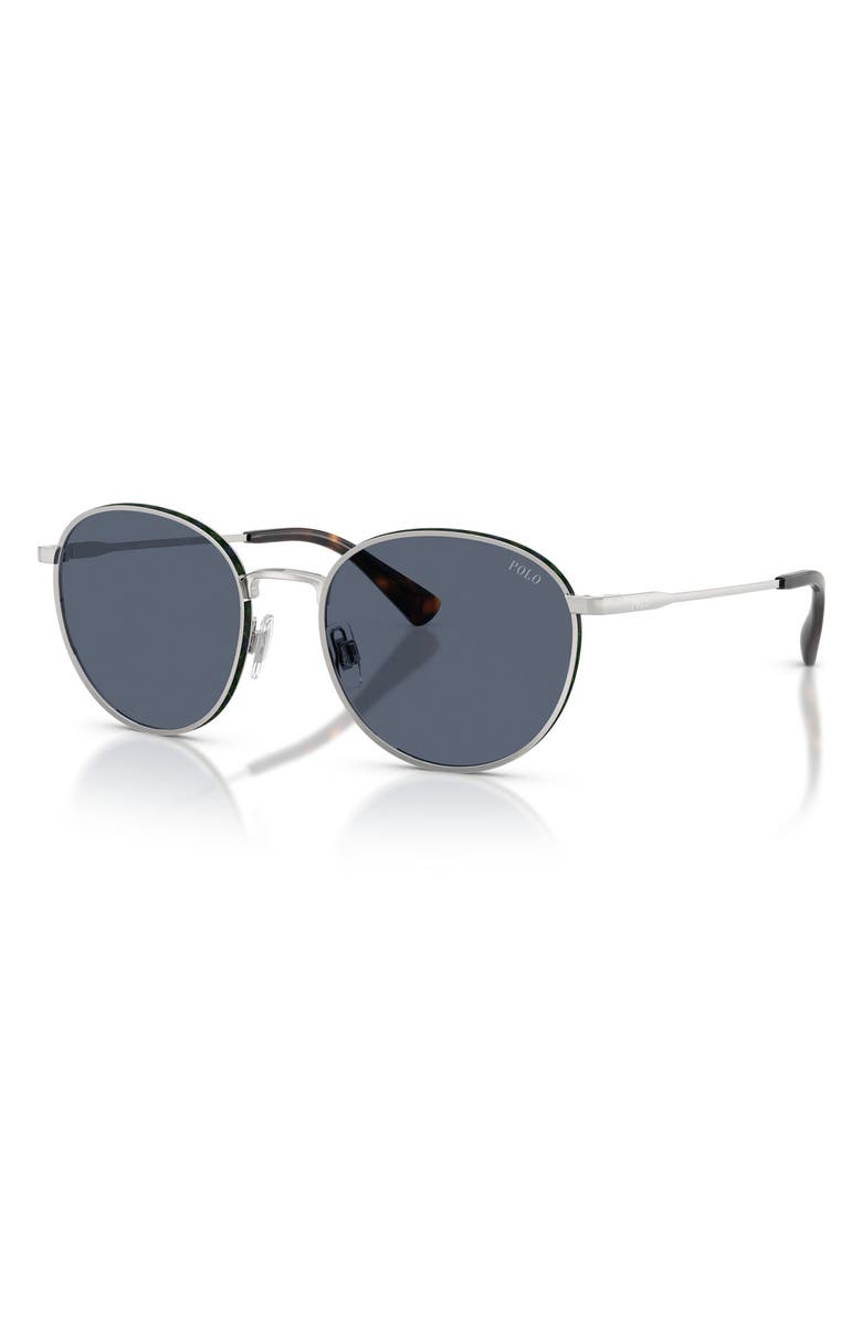 Polo Ralph Lauren 53mm Phantos Sunglasses, Alternate, color, Brushed Silver / Dark Blue