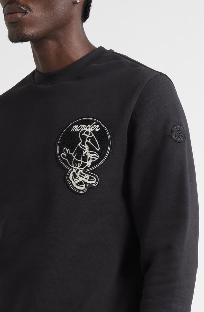 Moncler Monduck Mascot Patch Sweatshirt, Alternate, color, Black