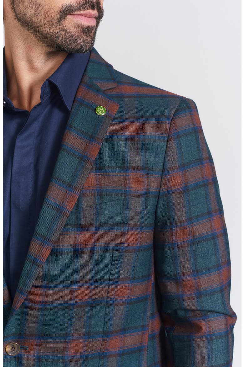 Plaid Print Wool Blend Sport Coat, Alternate, color, BLUE
