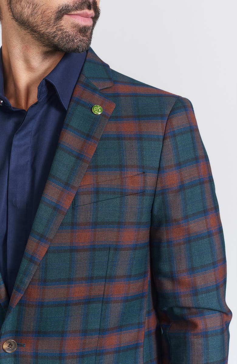 CRICKETEER Plaid Print Wool Blend Sport Coat, Alternate, color, Blue