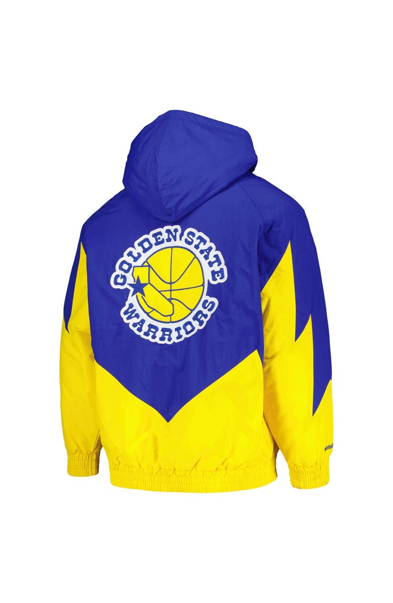 Mitchell & Ness Men's Mitchell & Ness Royal Golden State Warriors Hardwood Classics Retro Quilted Raglan Full-Zip Hoodie, Alternate, color,