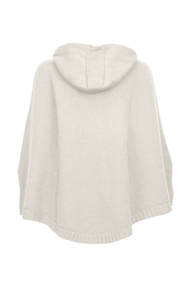 Pure Cashmere Hooded Poncho, Alternate, color, Milk White