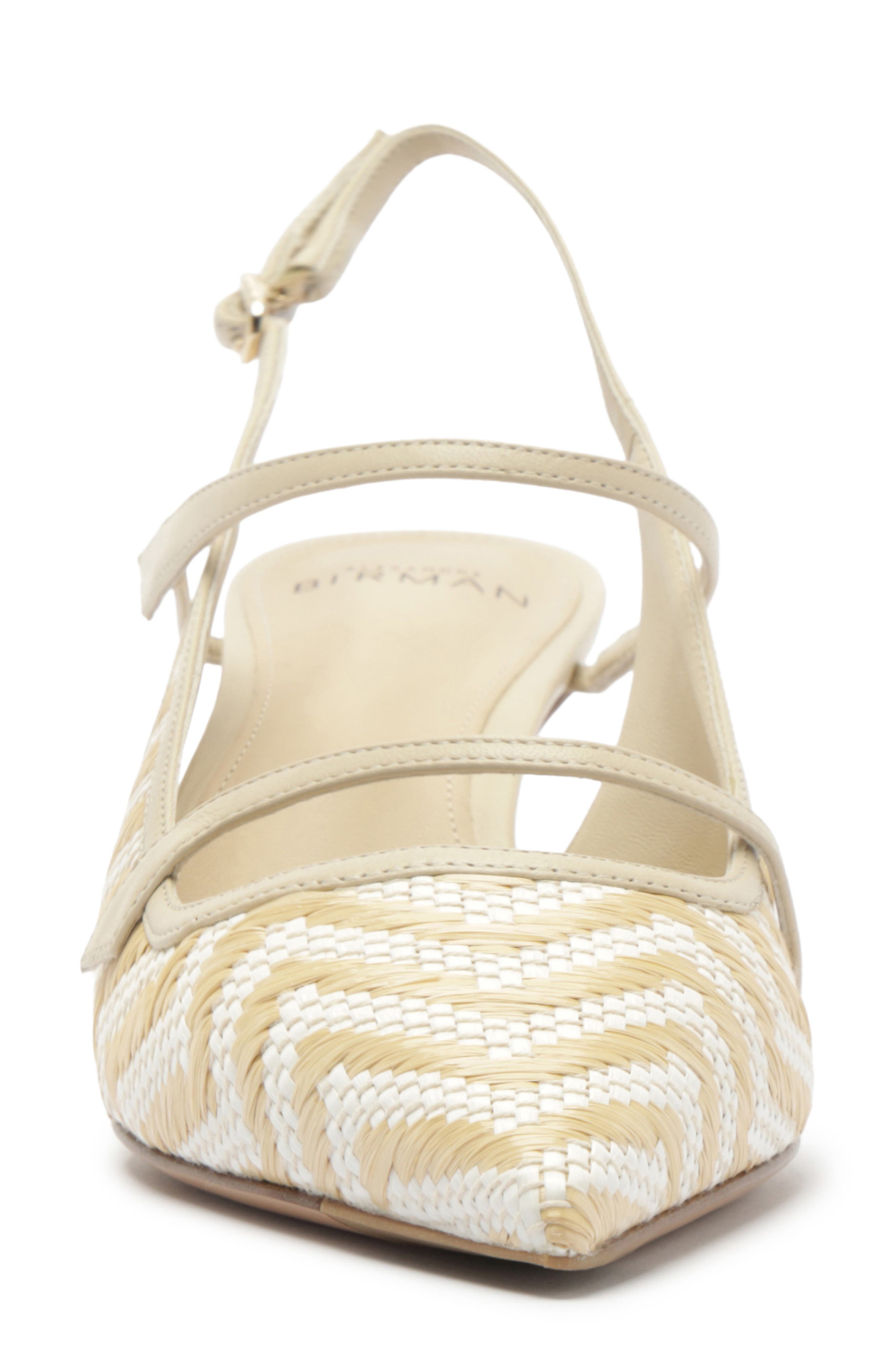 Alexandre Birman Tita Raffia Pointed Toe Slingback Pump, Alternate, color, Eggshell