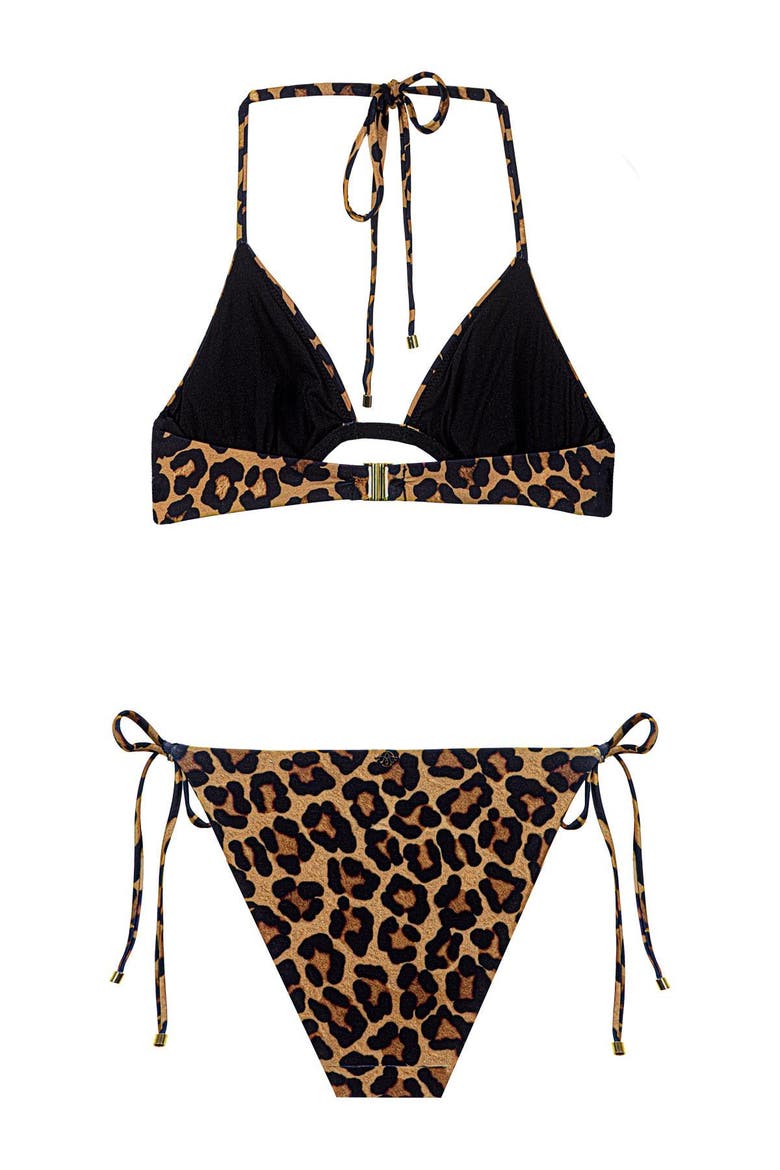 Leopard Triangle Top & Bikini Bottom, Alternate, color, Leopard