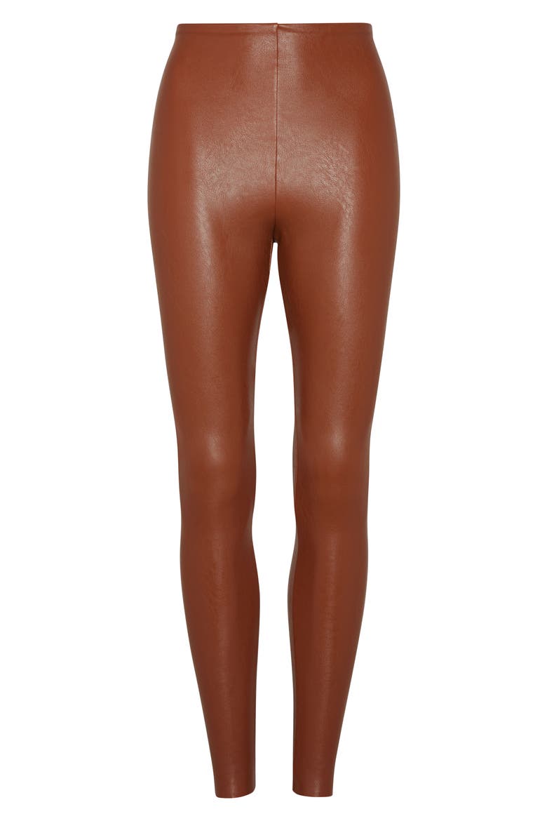 Faux Leather Legging, Alternate, color, COCOA