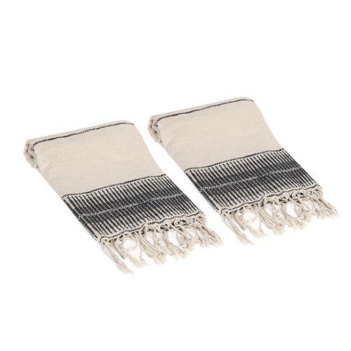 Olive And Linen Olive & Linen Amber Linen Turkish Hand / Kitchen Towel In Black