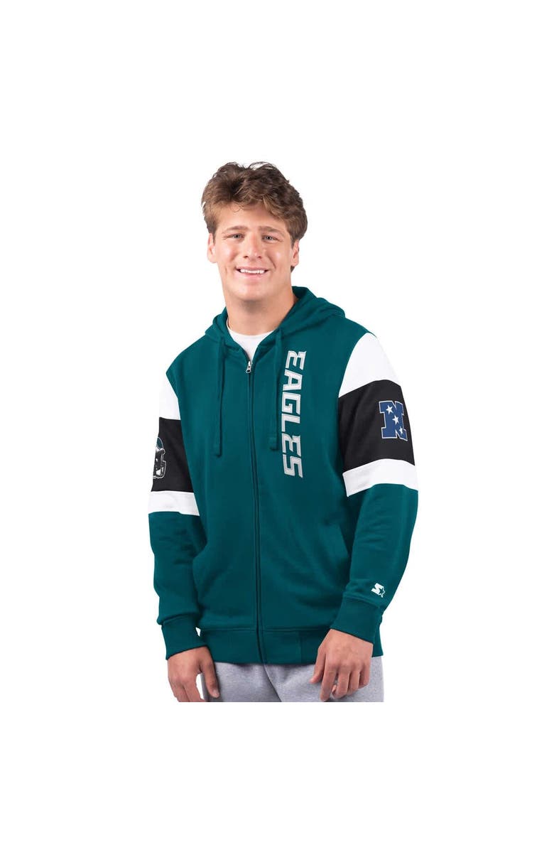 STARTER Men's Starter Midnight Green Philadelphia Eagles Extreme Full-Zip Hoodie, Main, color, Green