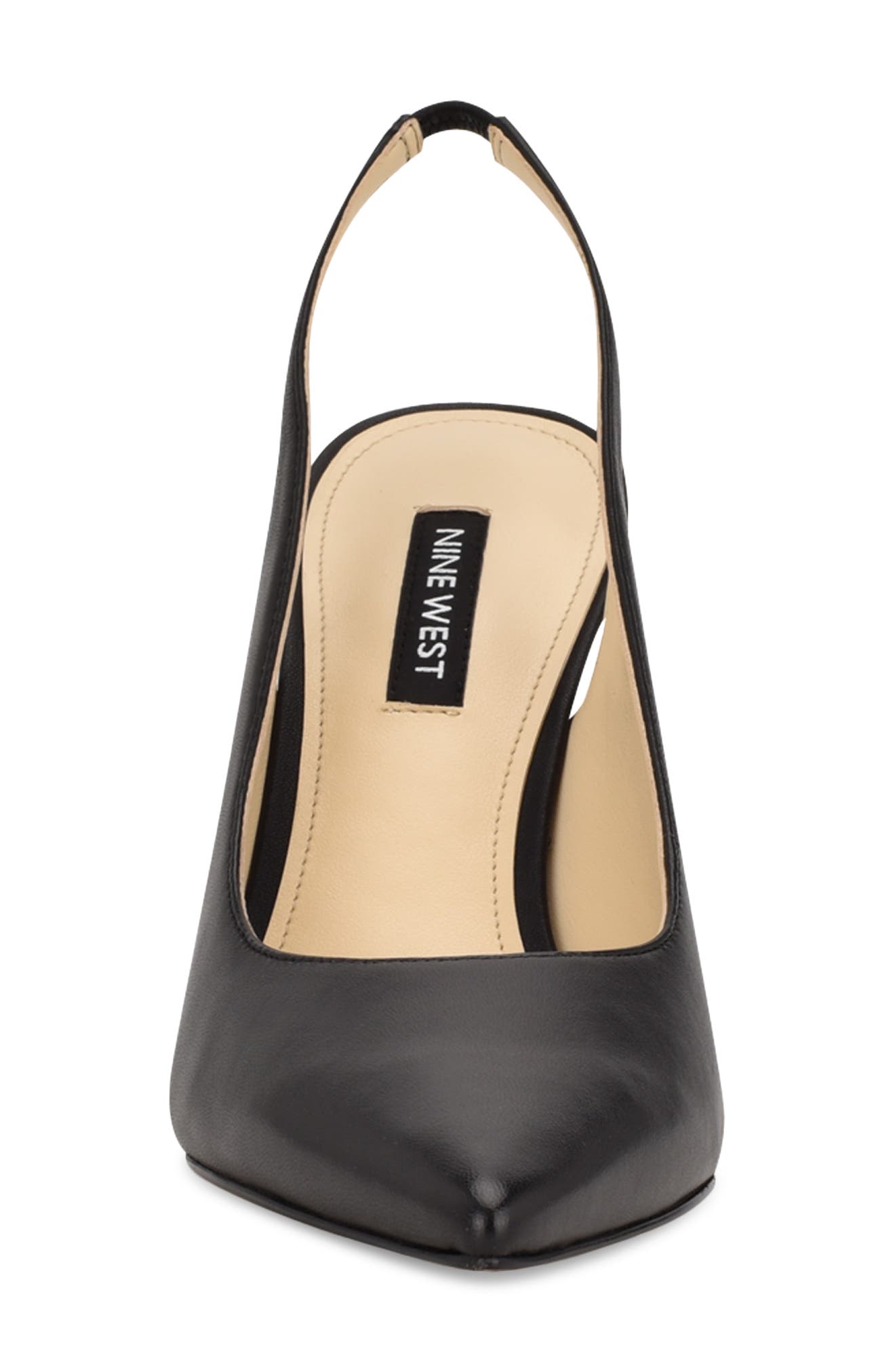 Nine West Feather Slingback Pump, Alternate, color, Black Leather