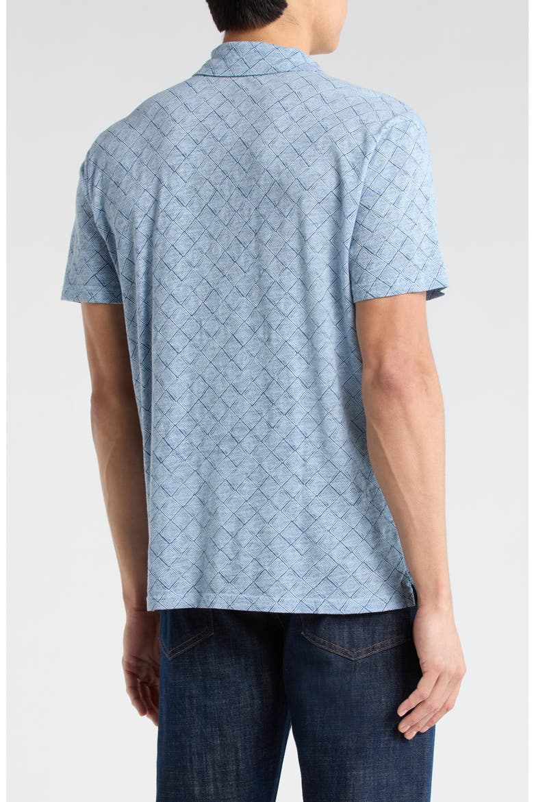 Geo Print Slubbed Cotton Polo, Alternate, color, BLUE PRINT