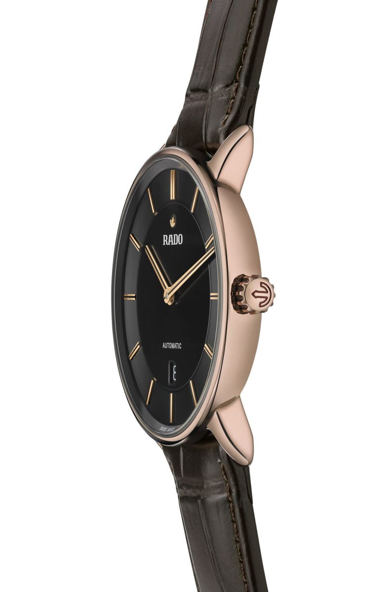 RADO DiaMaster Automatic Leather Strap Watch, 41mm, Alternate, color, 