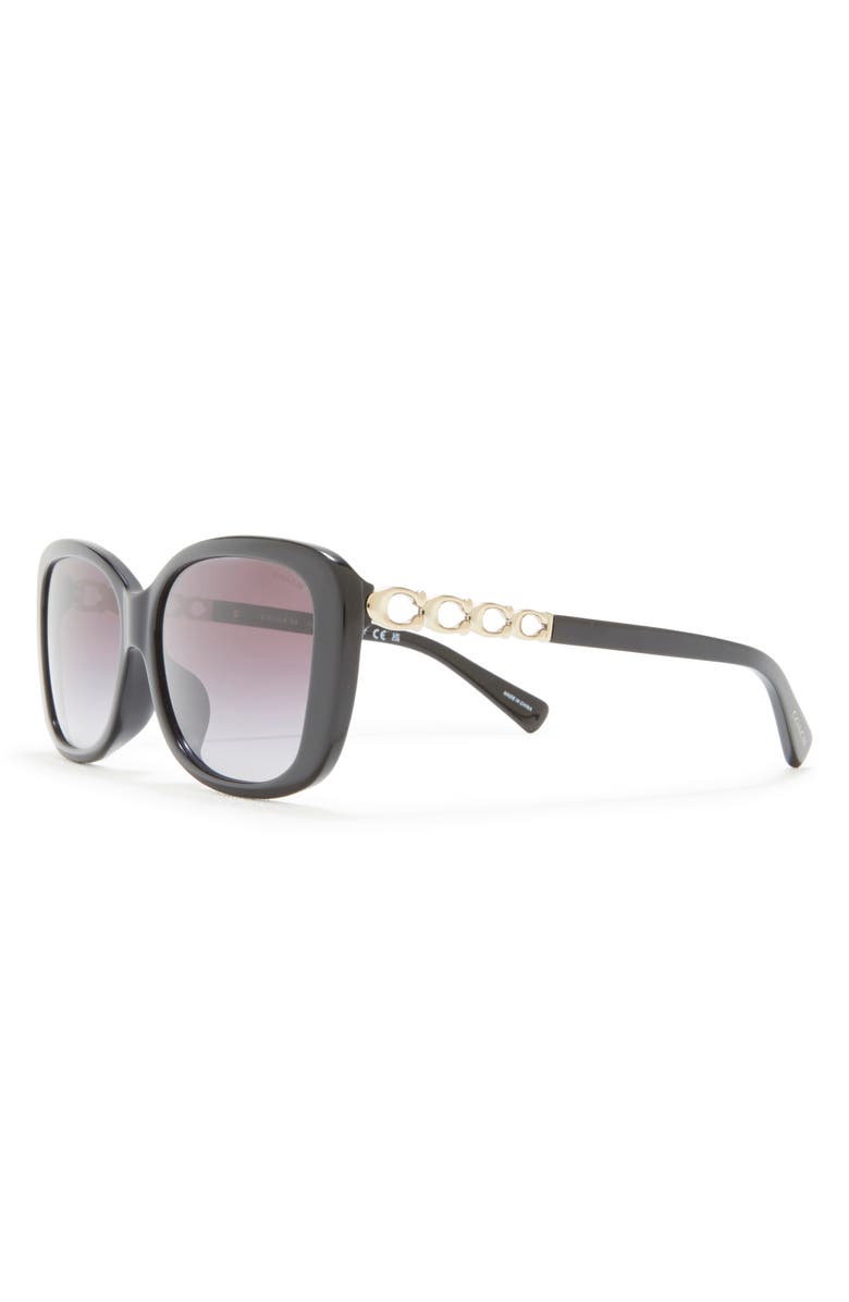 COACH 58mm Rectangular Sunglasses, Alternate, color, Black / Grey Gradient