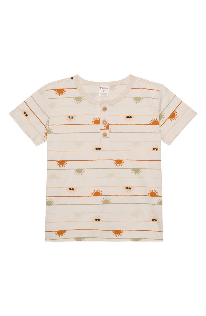 PL Baby by Petit Lem 3-Piece T-Shirt & Shorts Set, Alternate, color, Beige Sun